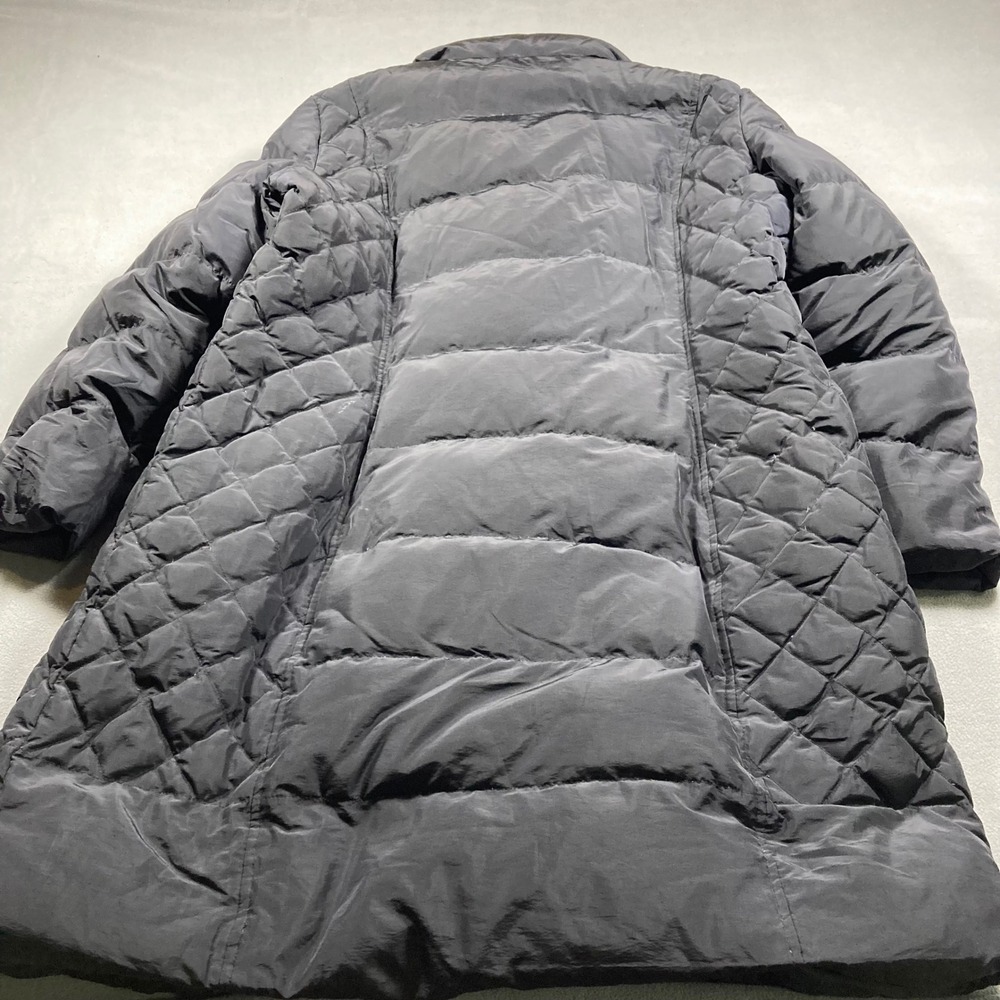 Calvin Klein Puffer Coat Womens Size Large Black Long Quilted Full Zip Snaps - Picture 6 of 8